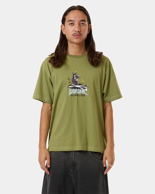 Image of T-Shirts. Productname: Worship Mens Sourcery T-Shirt Iguana Green - in Iguana Green colour by brand - Worship