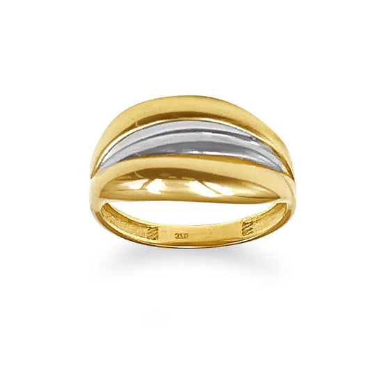 Image of Jewelry. Productname: Caged Two Tone Ring in 9kt Yellow Gold in Gold colour by brand - Bevilles
