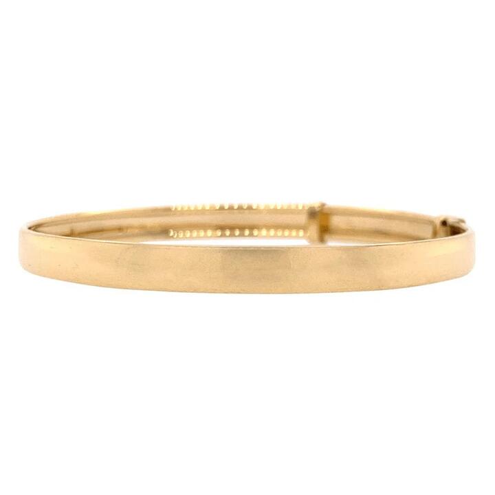Image of Jewelry. Product name - 45mm 4.5mm Width Half Round Adjustable Bangle in 9kt Yellow Gold in colour by brand - Bevilles