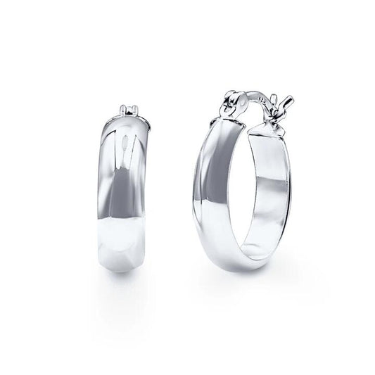 Image of Earrings. Product name - 15mm Oval Hoop Earrings in Sterling Silver in colour by brand - Bevilles