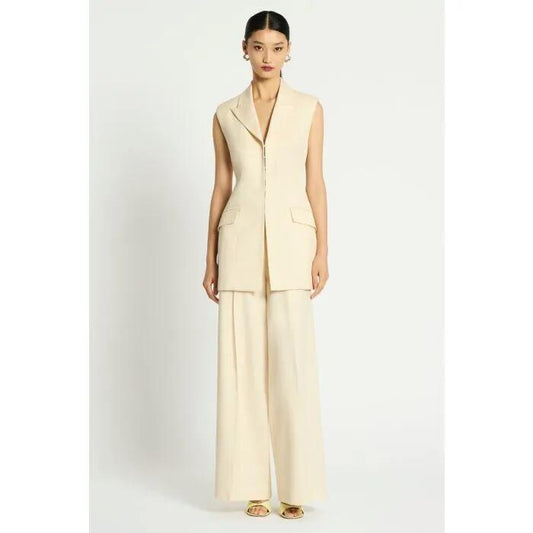 Image of a model wearing Pants. Productname: Atomic Pant in BUTTER colour by brand - sass and bide