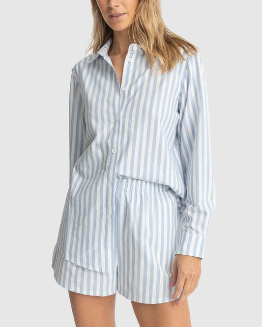 Image of Shirts. Productname: Rhythm - Womens Shoreline Beach Shirt - Sky - in Sky colour by brand - Rhythm