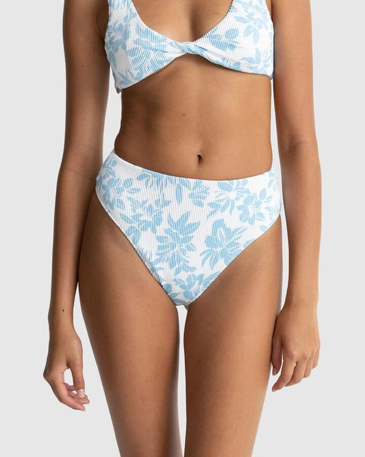 Image of Swimwear. Productname: Rhythm - Womens Grace Floral Hi Waist Bikini Bottoms - Blue - in Blue colour by brand - Rhythm