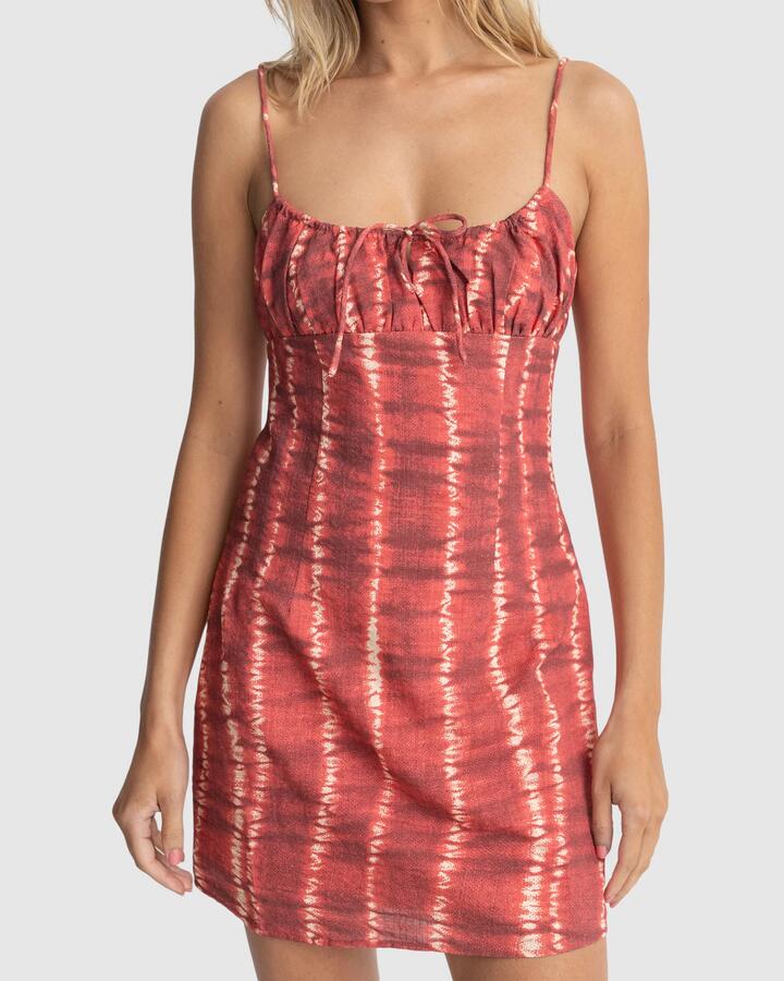 Image of Dresses. Productname: Rhythm Womens Sahara Tie Dye Mini Dress Red - in Red colour by brand - Rhythm