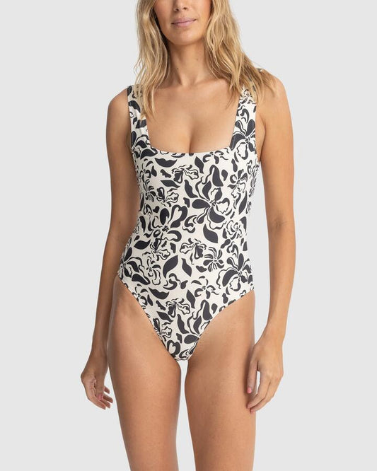 Image of Swimwear. Productname: Rhythm - Womens Sundance Floral Square Neck One Piece Swimsuit - Natural - in Natural colour by brand - Rhythm