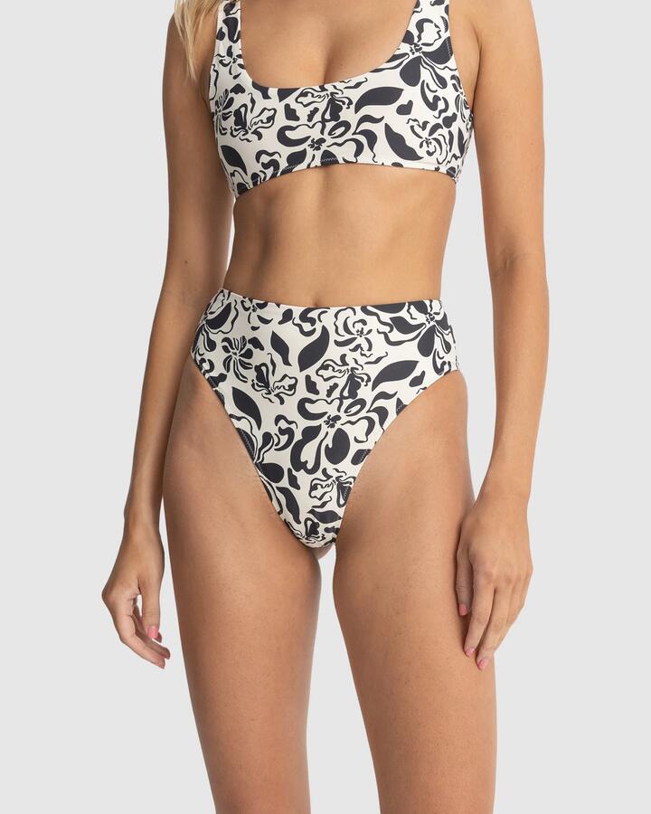 Image of Swimwear. Productname: Rhythm - Womens Sundance Floral Hi Waist Bikini Bottoms - Natural - in Natural colour by brand - Rhythm
