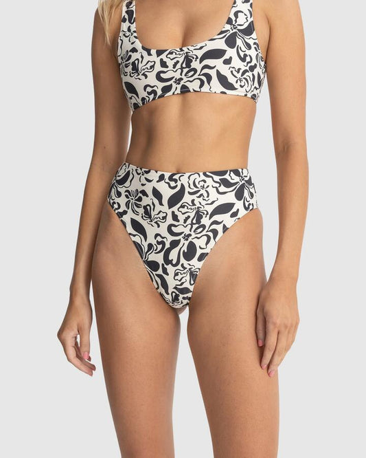 Image of Swimwear. Productname: Rhythm - Womens Sundance Floral Hi Waist Bikini Bottoms - Natural - in Natural colour by brand - Rhythm