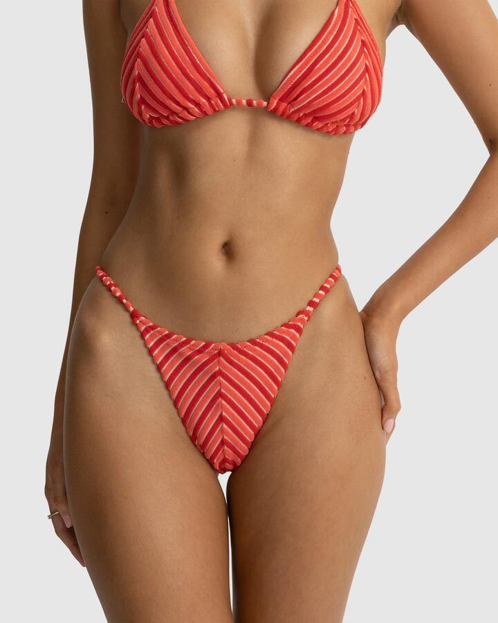 Image of Swimwear. Productname: Rhythm - Womens Terry Sands Stripe String Bikini Bottoms - Red Sand - in Red Sand colour by brand - Rhythm