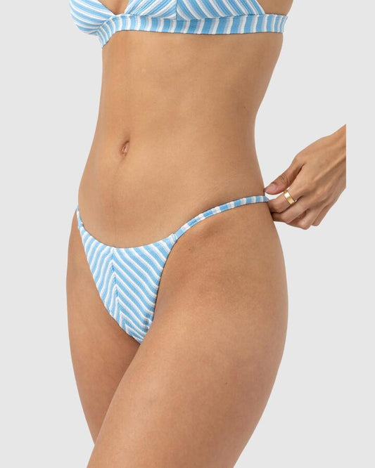 Image of Swimwear. Productname: Rhythm - Womens Sunbather Stripe String Bikini Bottoms - Ocean - in Ocean colour by brand - Rhythm
