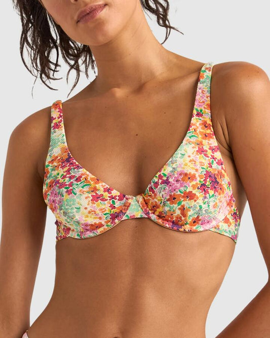 Image of Swimwear. Productname: Rhythm - Womens Sierra Floral Underwire Bikini Top - Orange - in Orange colour by brand - Rhythm