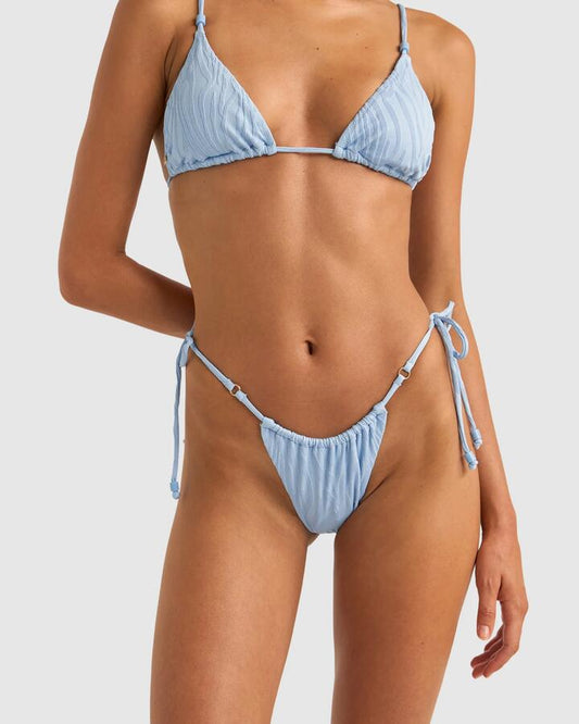 Image of Swimwear. Productname: Rhythm - Womens Amazon Gathered Tie Side Itsy Bikini Bottoms - Bluebell - in Bluebell colour by brand - Rhythm