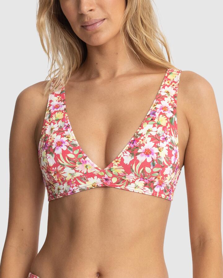 Image of Swimwear. Productname: Rhythm - Womens Bloom Floral Tall Bikini Top - Red - in Red colour by brand - Rhythm