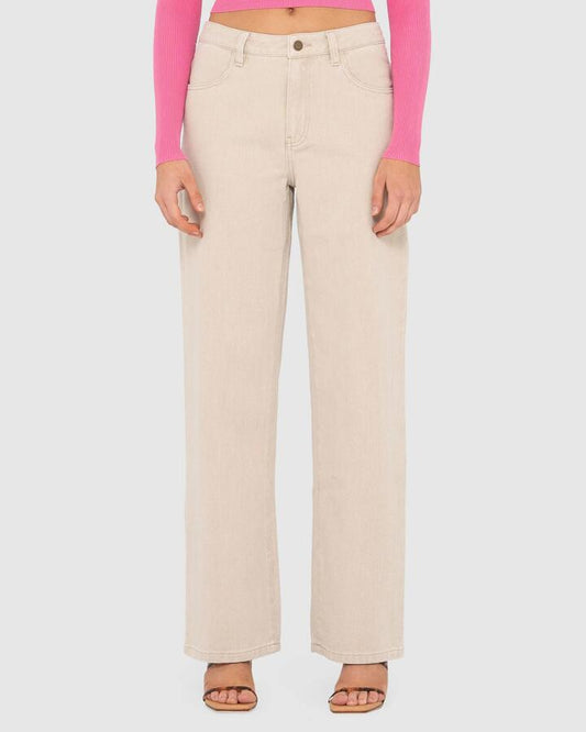 Image of Jeans. Productname: Rusty - Womens Archer Mid Rise Denim Jeans - Oatmilk - in Oatmilk colour by brand - Rusty