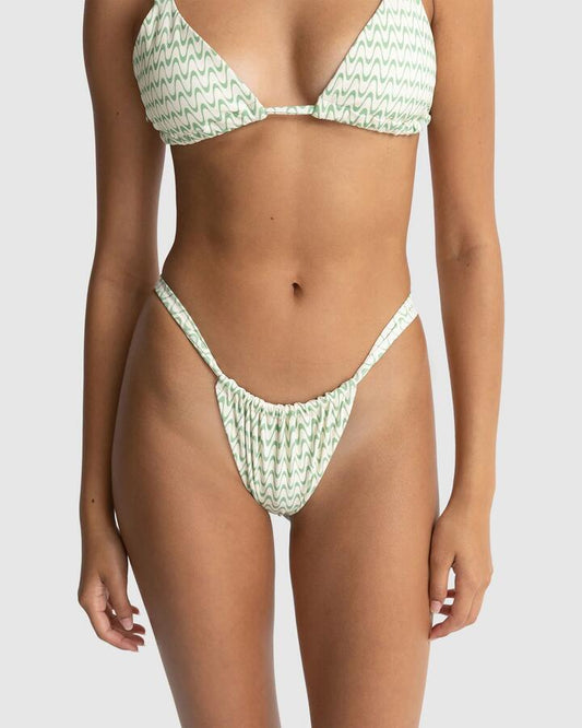 Image of Swimwear. Productname: Rhythm - Womens Clearwater Soft Side Itsy Bikini Bottoms - Sage - in Sage colour by brand - Rhythm