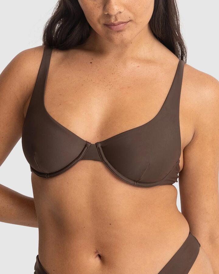 Image of Swimwear. Productname: Rhythm - Womens Classic Underwire Bikini Top - Chocolate - in Chocolate colour by brand - Rhythm