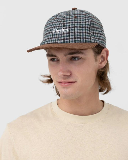 Image of Hats. Productname: Rhythm - Mens Essential Check Cap - Pacific - in Pacific colour by brand - Rhythm