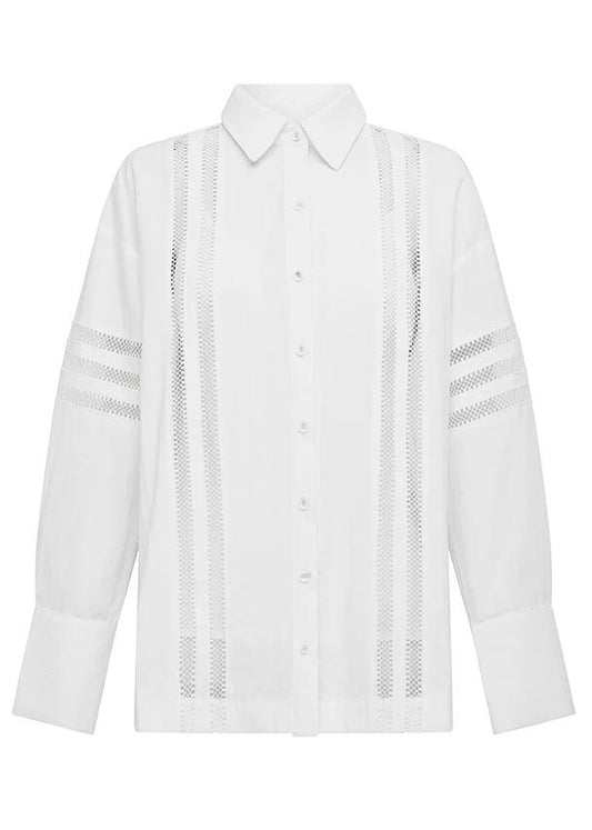 Image of a model wearing Tops. Productname: Arya Shirt in White colour by brand - MOS The Label