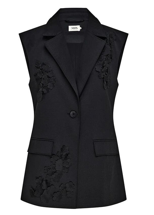 Image of a model wearing Tops. Productname: Athena Vest in Black colour by brand - MOS The Label