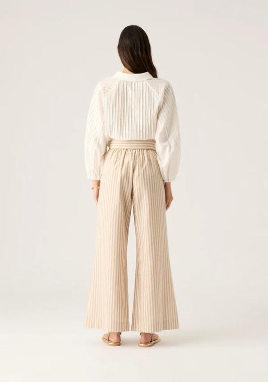 Image of a model wearing Pants. Productname: Francisca Pants in Sable Stripes colour by brand - MOS The Label