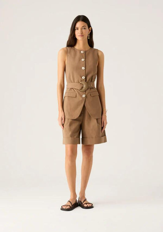 Image of Coats & Jackets. Productname: Nina Vest in Chocolate colour by brand - MOS The Label