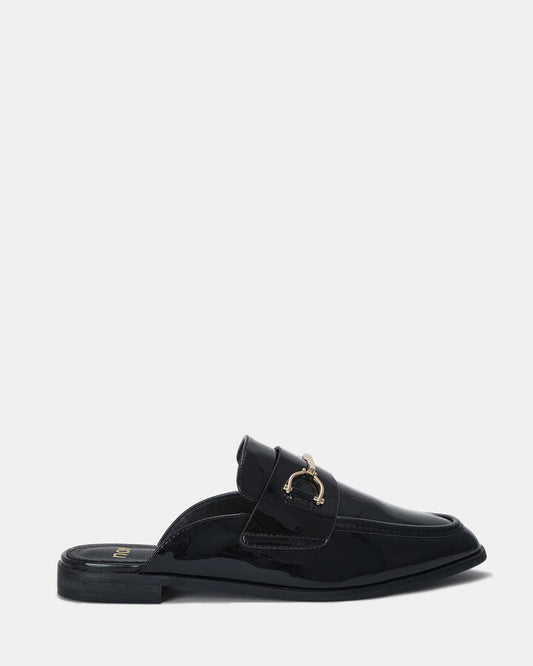 Image of Flats. Product name - Eleanora Women's Casual Flat Closed Black Patent Novo Casual in Black Patent colour by brand - NOVO