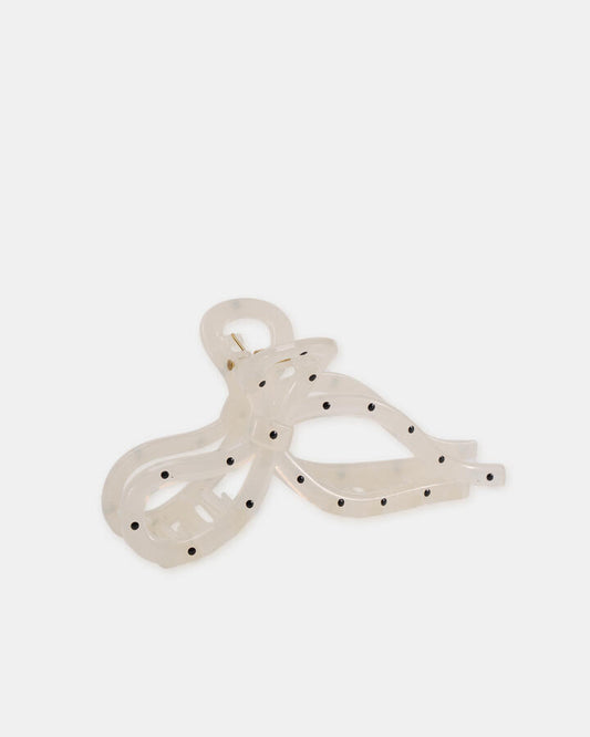 Image of Hair Accessories. Product name - Claw Clip Bow Women's Hair WHITE SPOT Novo Jewellery in White Spot colour by brand - NOVO