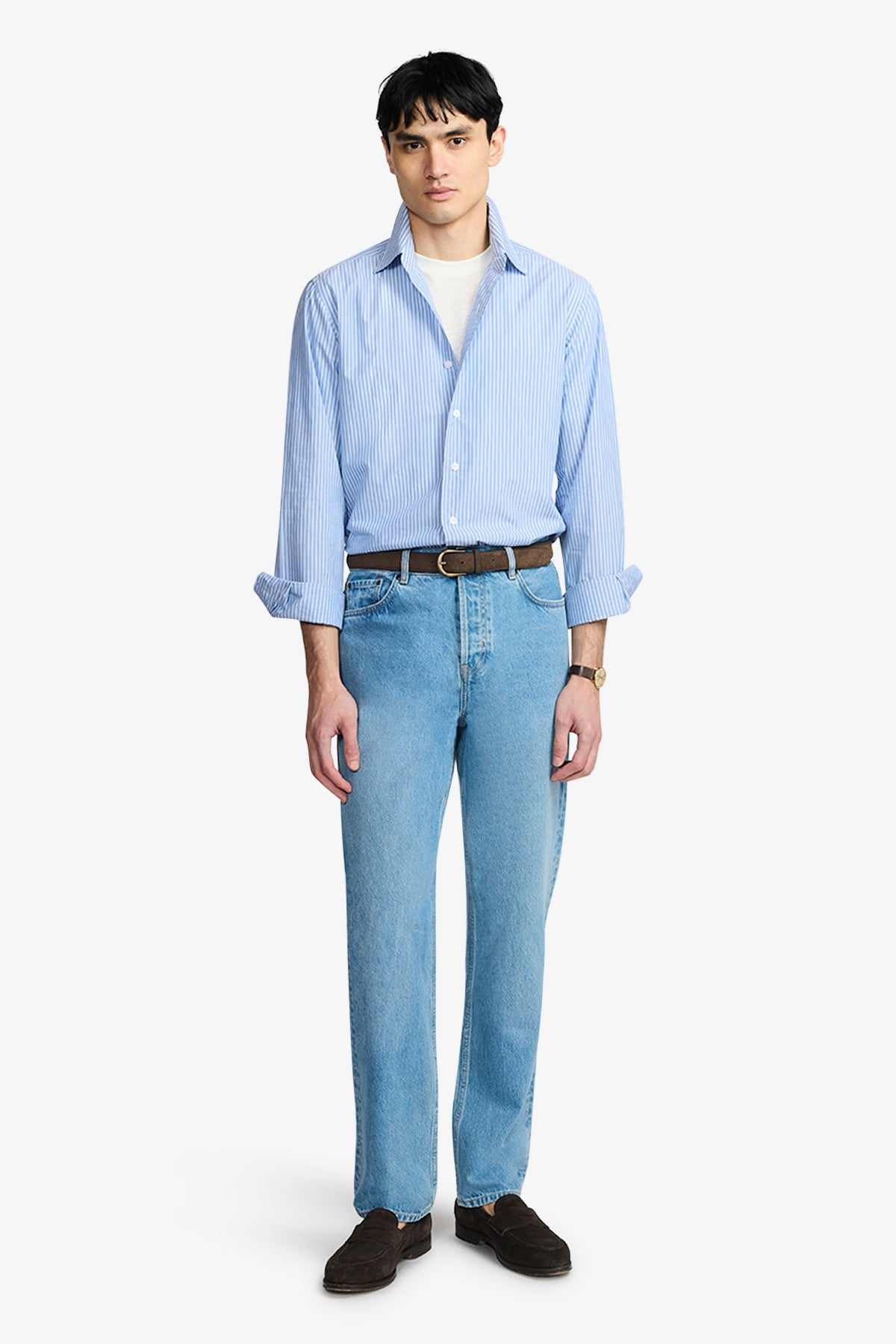Image of Shirts. Product name - Kai Blue Multistripe Shirt in Blue colour by brand - Anthony Squires