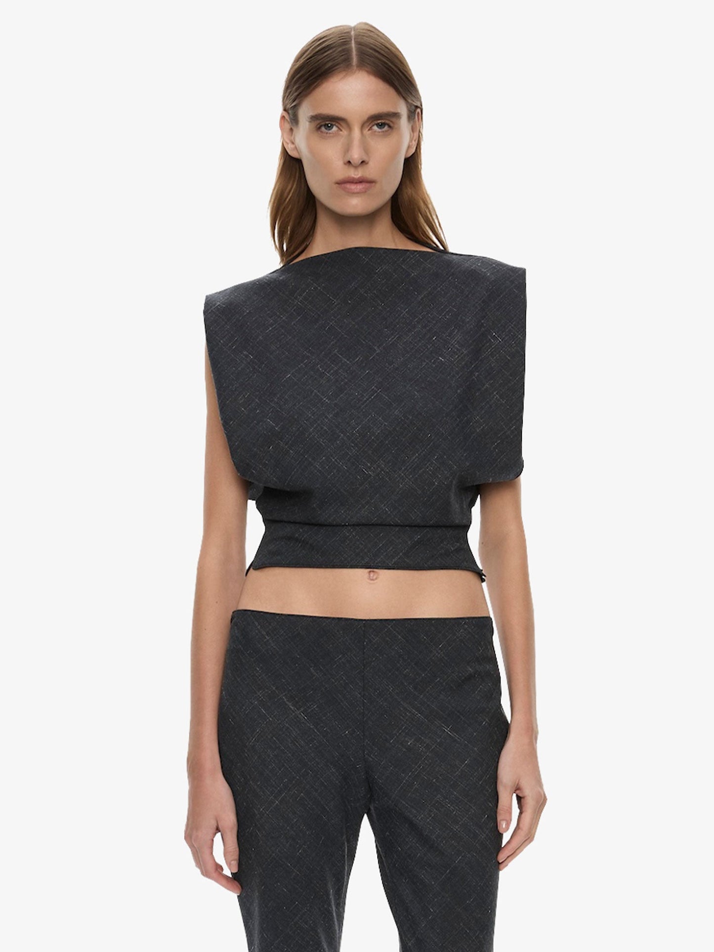 Image of Clothing Tops. Product name - Banyan Bias Top in Marle colour by brand - CHRISTOPHER ESBER