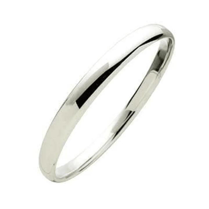 Image of Jewelry. Product name - 7mm by 63mm Solid Half Round Bangle in Sterling Silver in colour by brand - Bevilles