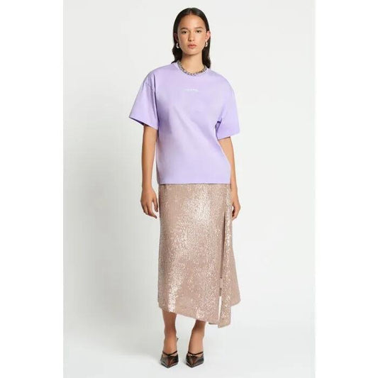 Image of a model wearing Skirts. Productname: Selkie Sequin Skirt in MINERAL colour by brand - sass and bide
