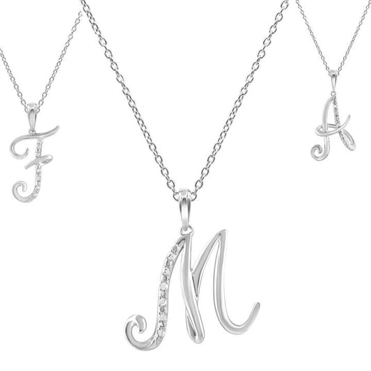 Image of Necklaces. Productname: Sterling Silver Diamond Initial Necklace in Diamond colour by brand - Bevilles