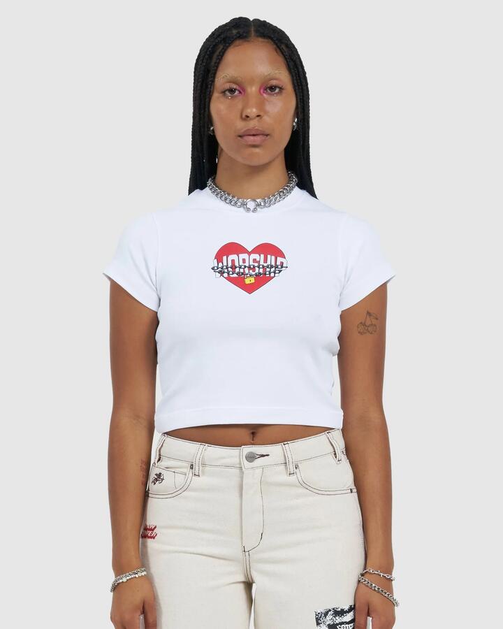 Image of T-Shirts. Product name - Worship Womens Core Strength Teeny T-Shirt White in White colour by brand - Worship