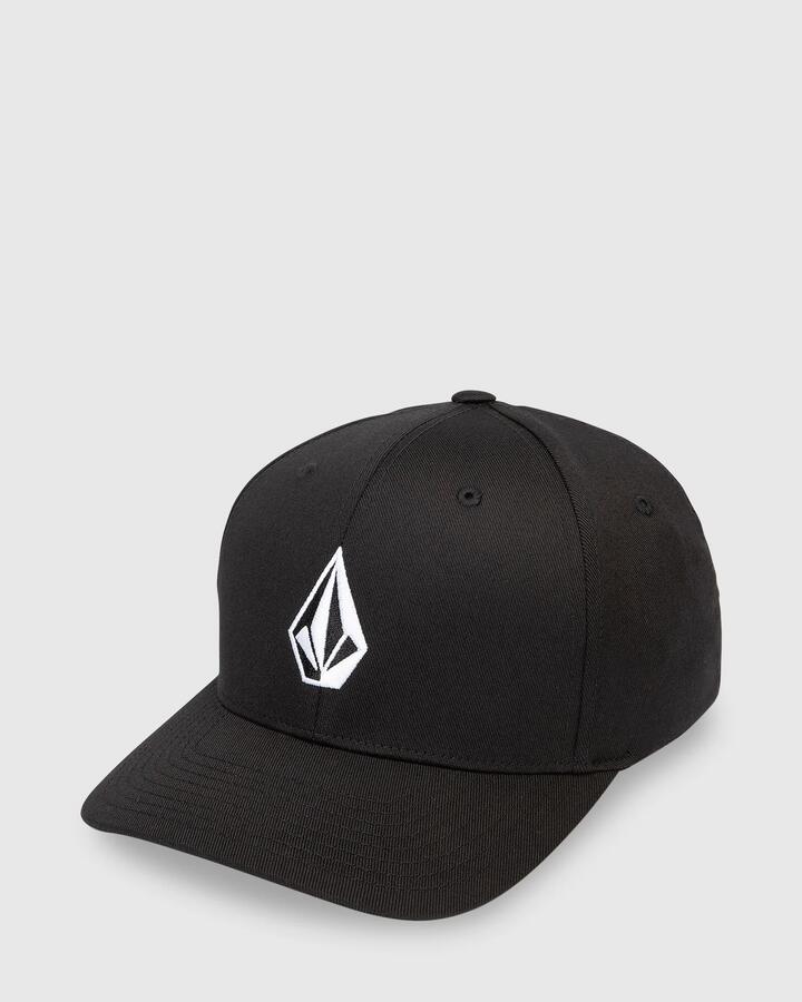 Image of Hats. Product name - Volcom Mens Full Stone Flexfit Cap Black in Black colour by brand - Volcom