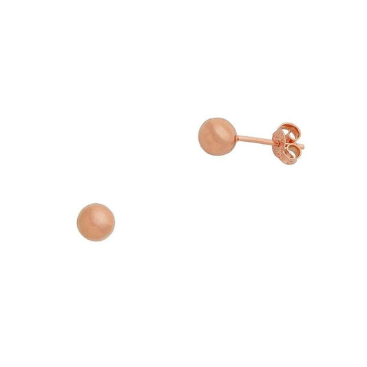 Image of Earrings. Product name - 3mm Ball Stud Earrings in 9kt Rose Gold in colour by brand - Bevilles