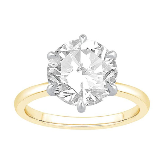 Image of Jewelry. Productname: 4.00ct Laboratory Grown Diamond Six Claw Solitaire Ring in 18kt Yellow Gold and 18kt White Gold in Diamond colour by brand - Bevilles