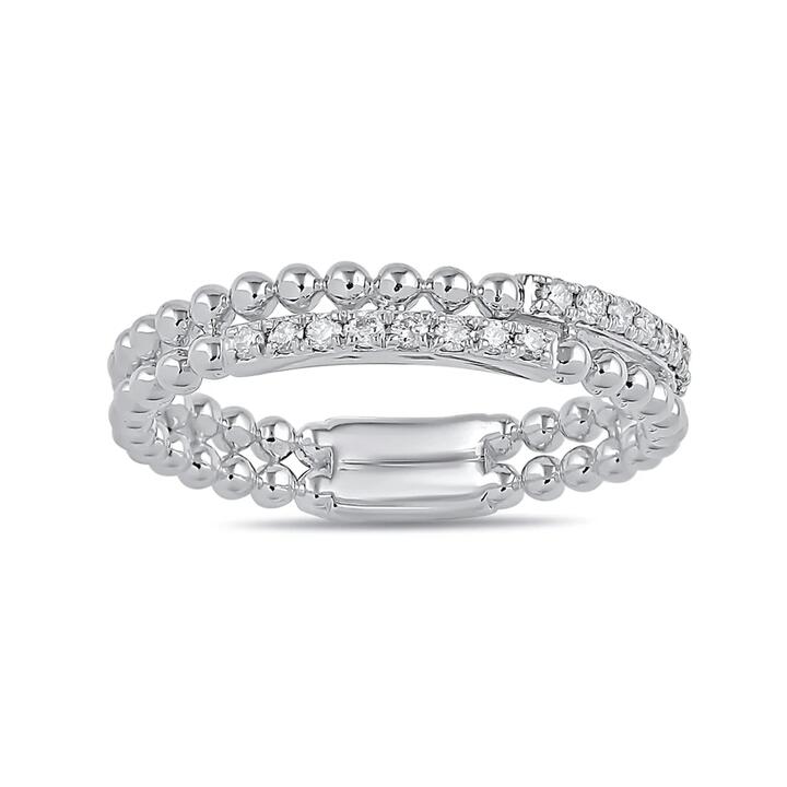 Image of Rings. Product name - 2 Row Stackable Ring with 0.10tw of Diamonds in Sterling Silver in colour by brand - Bevilles