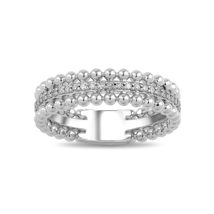 Image of Rings. Product name - 3 Row Stackable Ring with 0.10tw of Diamonds in Sterling Silver in colour by brand - Bevilles