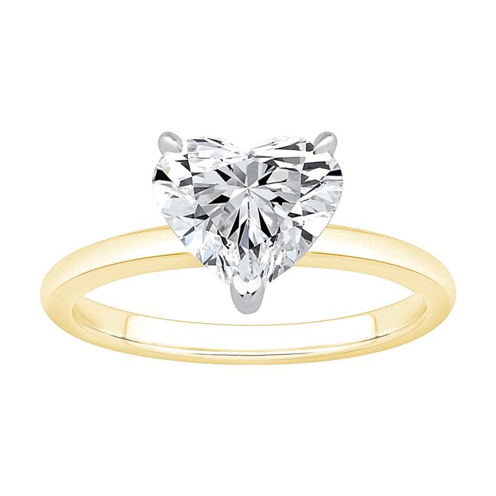 Image of Jewelry. Productname: 2.00ct Laboratory Grown Diamond Heart Cut Solitaire Ring in 18kt Yellow and White Gold in Diamond colour by brand - Bevilles