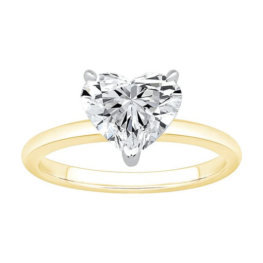 Image of Rings. Product name - 2.00ct Laboratory-Grown Diamond Heart Cut Solitaire Ring in 18kt Yellow and White Gold in colour by brand - Bevilles
