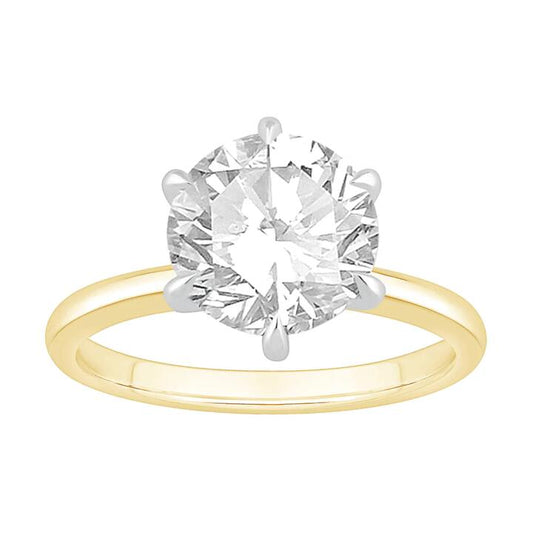 Image of Jewelry. Productname: 3.00ct Laboratory Grown Diamond Six Claw Solitaire Ring in 18kt Yellow Gold and 18kt White Gold in Diamond colour by brand - Bevilles