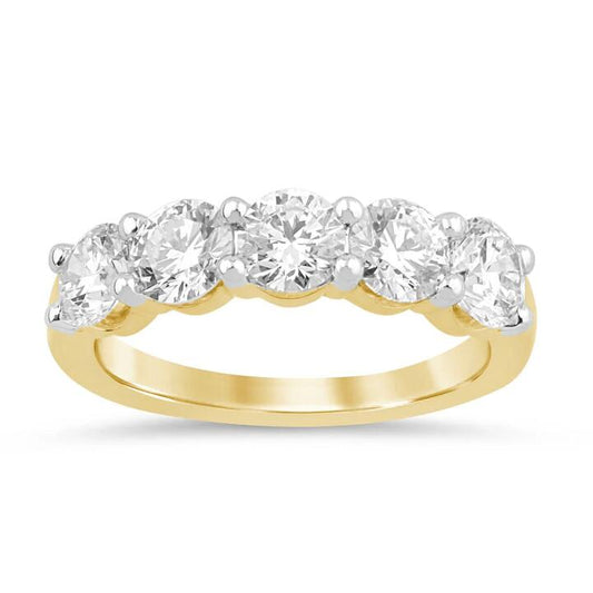 Image of Jewelry. Productname: 5 Stone Ring with 2.00ct of Laboratory Grown Diamonds in 9kt Yellow Gold in Diamond colour by brand - Bevilles