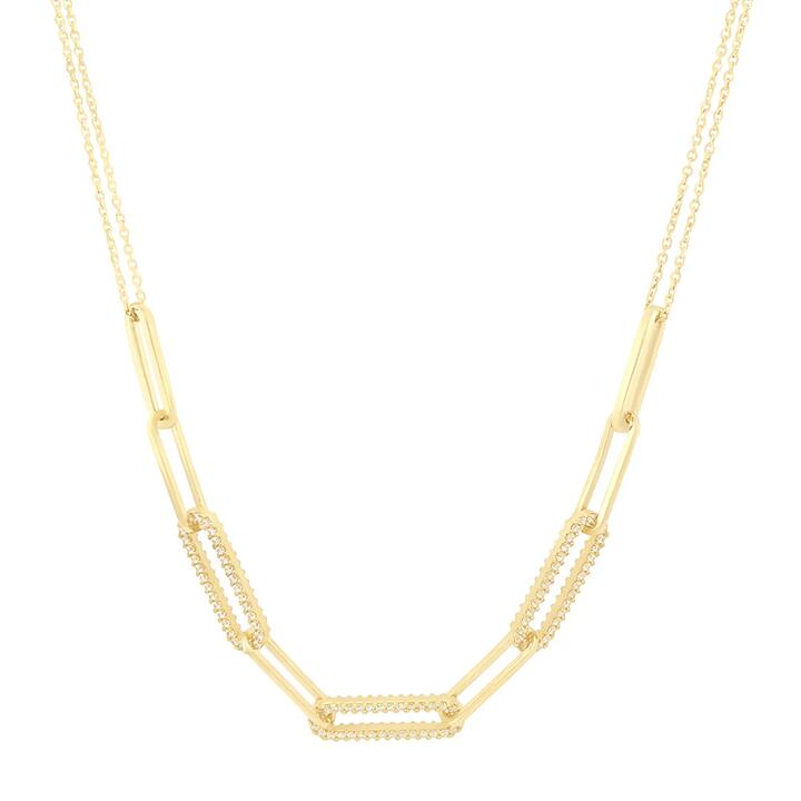 Image of Necklaces. Productname: 9kt Yellow Gold Links Necklace with Cubic Zirconias in Gold colour by brand - Bevilles