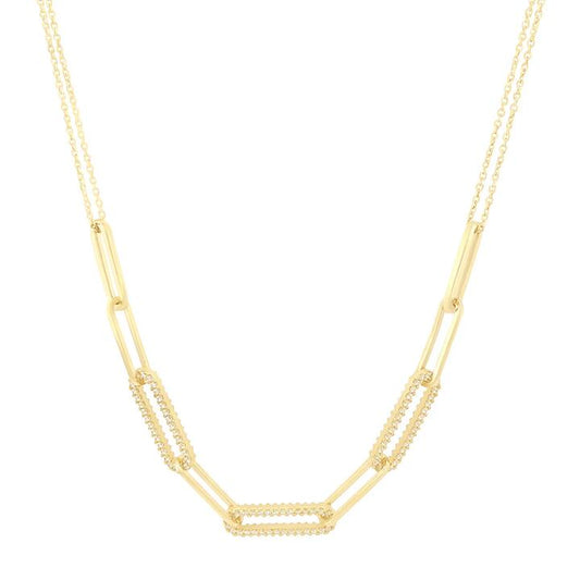 Image of Necklaces. Productname: 9kt Yellow Gold Links Necklace with Cubic Zirconias in Gold colour by brand - Bevilles