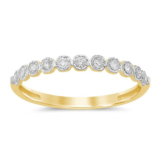 Image of Rings. Product name - Bezel Set Stacker Ring with 0.17tw of Diamonds in 9kt Yellow Gold in colour by brand - Bevilles