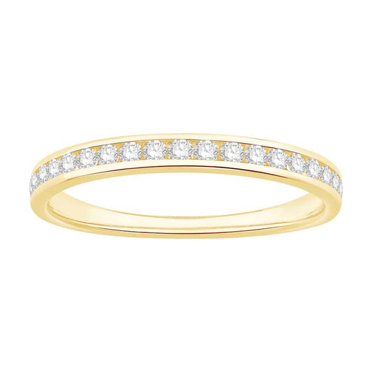 Image of Jewelry. Productname: Channel Set Anniversary Ring with 0.25tw of Laboratory-Grown Diamonds in 18kt Yellow Gold in Diamond colour by brand - Bevilles