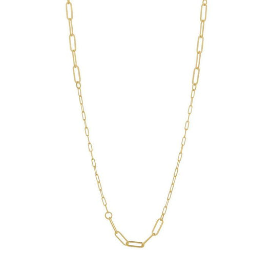 Image of Necklaces. Productname: 9kt Yellow Gold Silver Infused Fancy Oval Necklace in Gold colour by brand - Bevilles