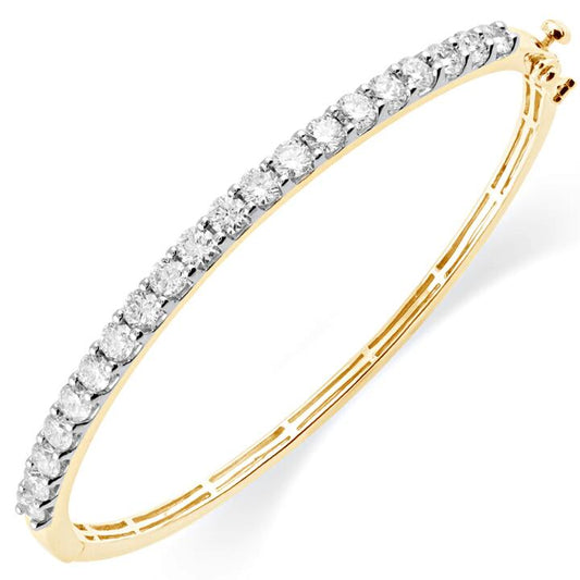 Image of Jewelry. Product name - 59mm Bangle with 3.00tw of Laboratory-Grown Diamonds in 9kt Yellow Gold in colour by brand - Bevilles
