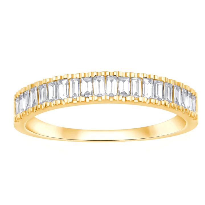 Image of Rings. Product name - Baguette Ring with 0.35tw of Diamonds in 9kt Yellow Gold in colour by brand - Bevilles
