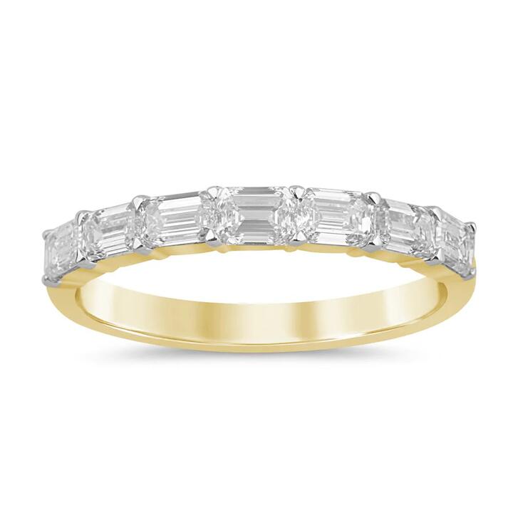 Image of Rings. Product name - Emerald Cut 5 Stone Ring with 1.00tw of Laboratory-Grown Diamonds in 9kt Yellow Gold in colour by brand - Bevilles
