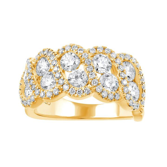 Image of a model wearing Dress. Productname: Dress Ring with 1.96ct of Laboratory Grown Diamonds in 9kt Yellow Gold in Diamond colour by brand - Bevilles